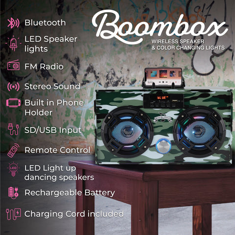 Green Camo Bluetooth Boombox