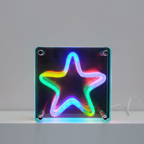 Neon Art Infinity Mirror Lights Wall & Desk Sign-Star