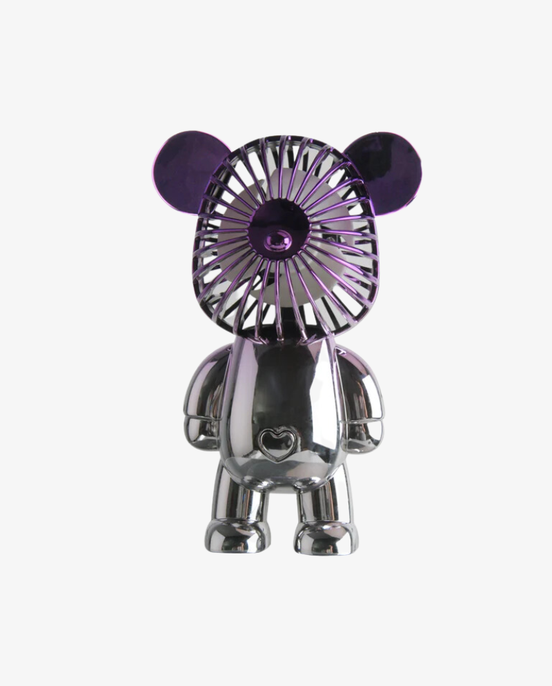 Portable Mini Bear Fan - Chrome Silver
