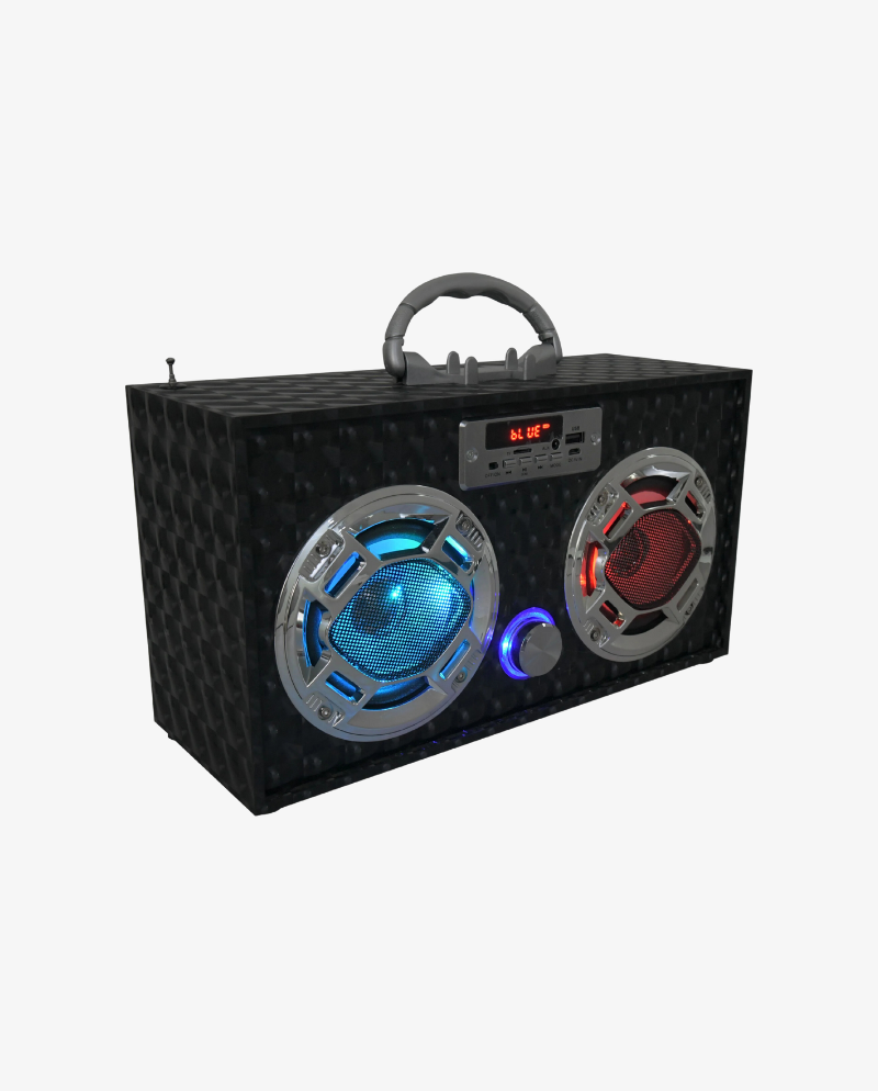 Boom Box 3d Back Black 3D Bluetooth Speaker & FM Radio – Trend Tech Brands