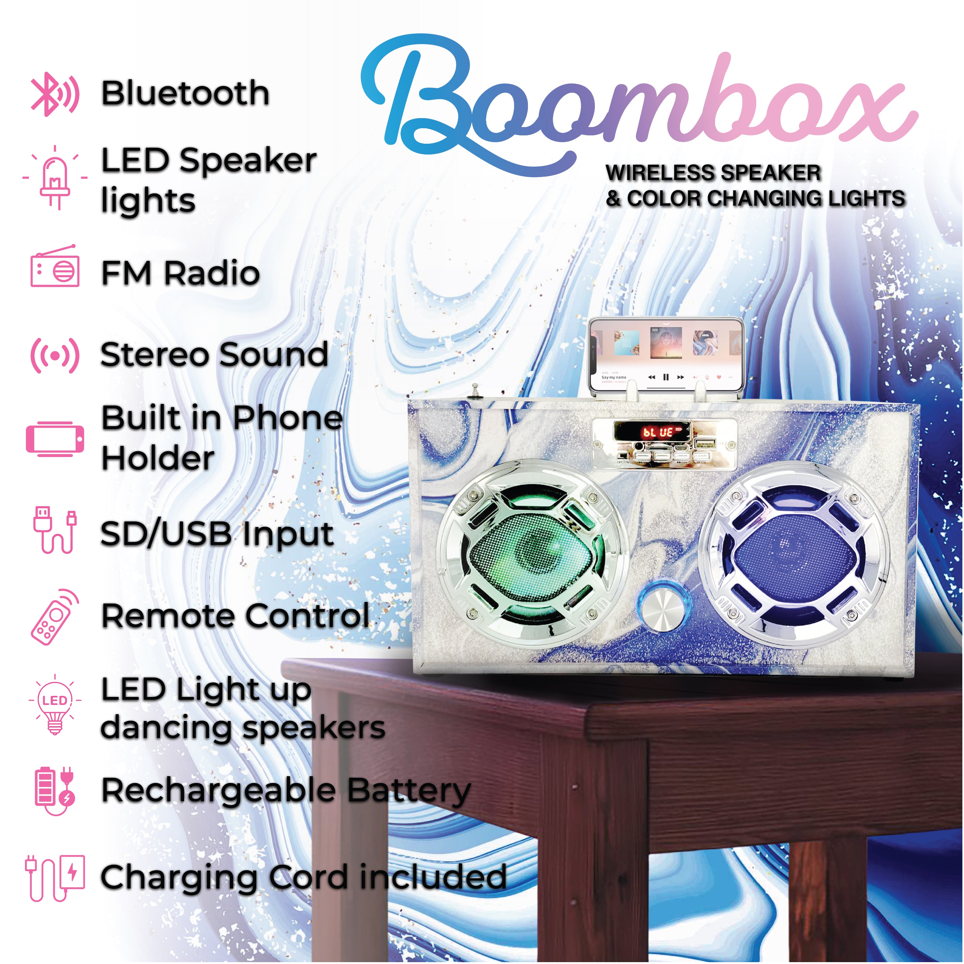 CD Boombox With Bluetooth, Blue
