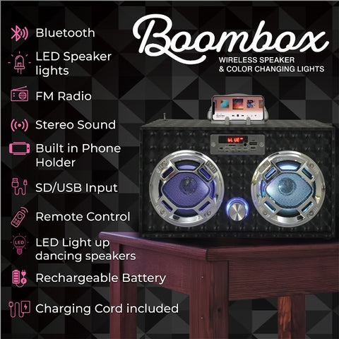 Black 3D Bluetooth Speaker & FM Radio