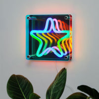 Neon Art Infinity Mirror Lights Wall & Desk Sign-Star