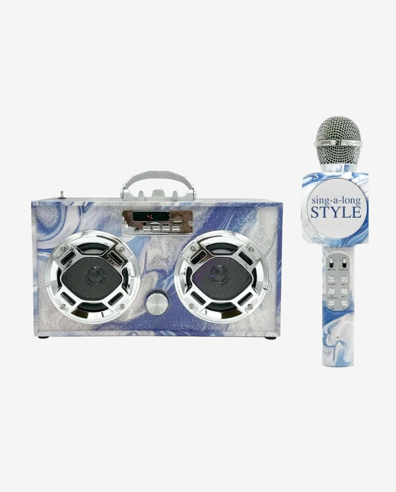 Blue Swirl Bundle-Karaoke Microphone & Boom Box