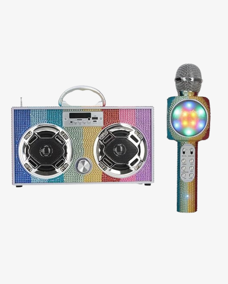 Bling Bundle-Wireless Karaoke Microphone & Boombox-Rainbow