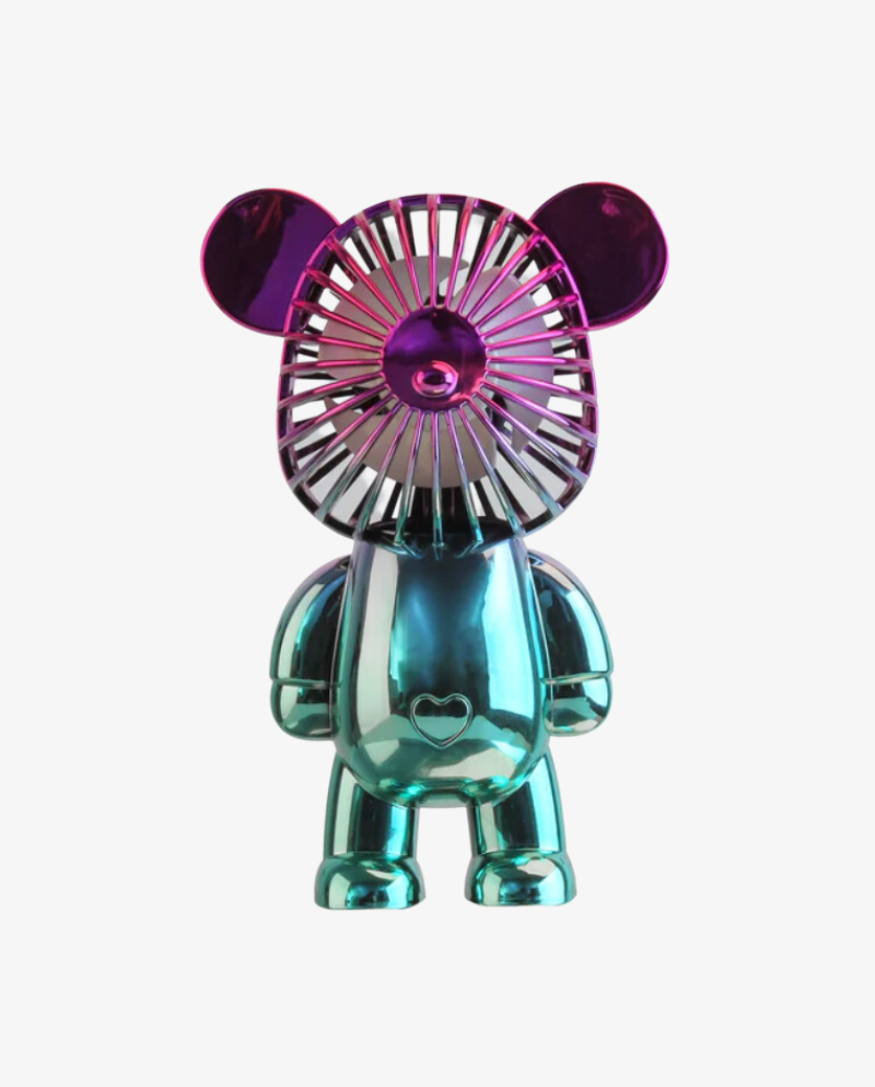 Portable Mini Bear Fan - Chrome Blue