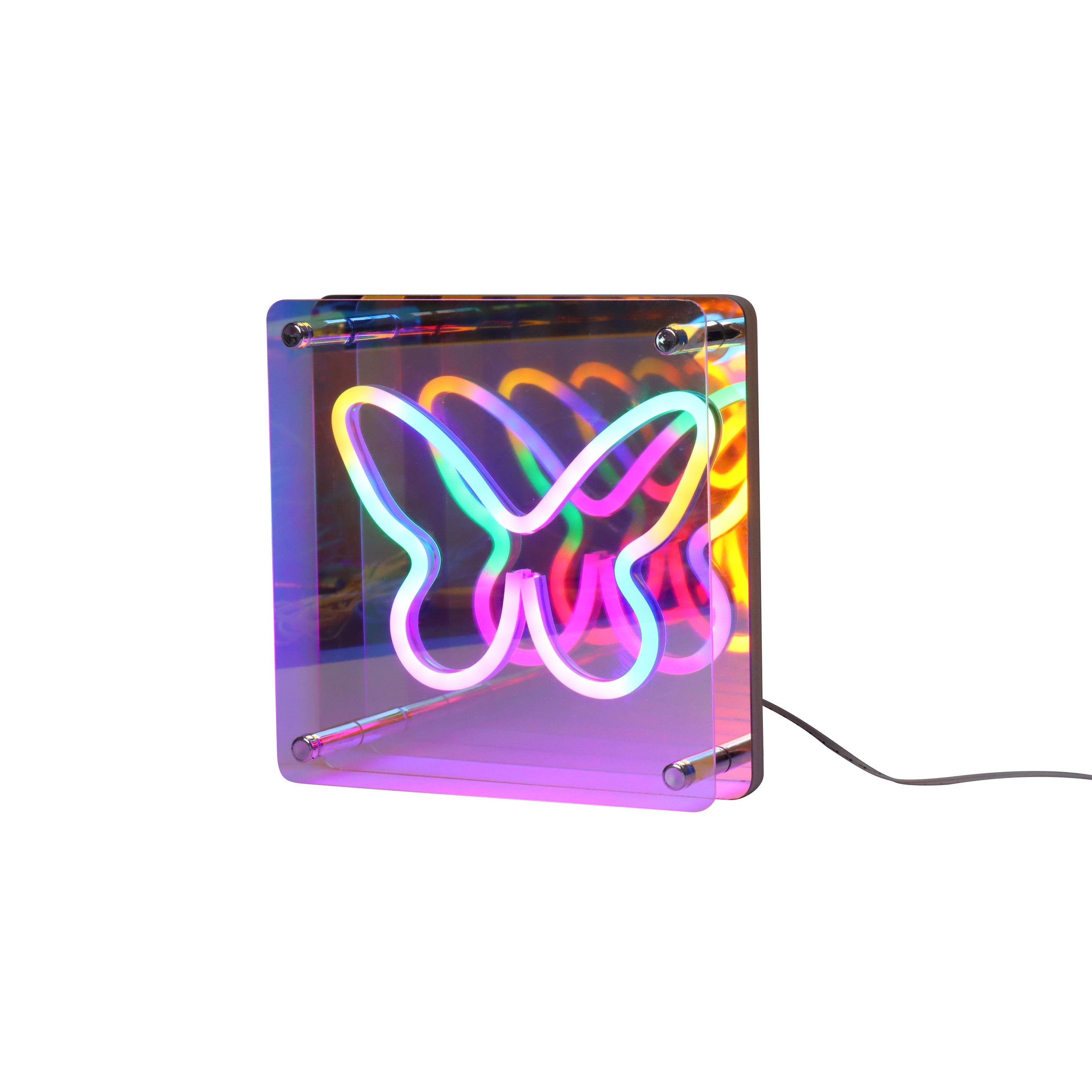 Neon Art Infinity Mirror Lights Wall & Desk Sign-Butterfly