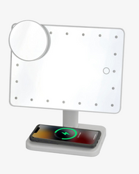 Glam Studio Vanity Mirror and Bluetooth Speaker-White