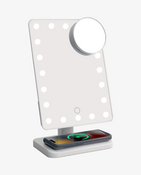 Glam Studio Vanity Mirror and Bluetooth Speaker-White