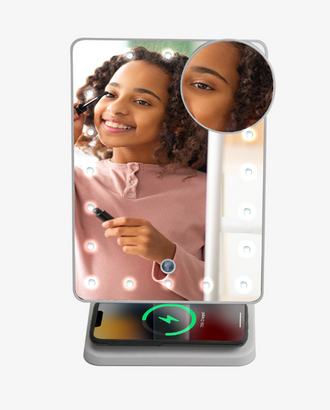 Glam Studio Vanity Mirror and Bluetooth Speaker-White