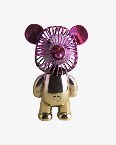 Portable Mini Bear Fan - Chrome Gold