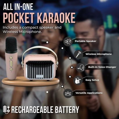 Pocket Karaoke-Microphone & Speaker Combo-Pink