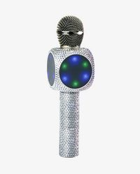 Bling Bundle-Wireless Boombox, Karaoke Microphone, & Headphones-Silver