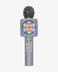 Bling Bundle-Wireless Boombox, Karaoke Microphone, & Headphones-Silver