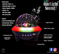 Starlight Sounds Wireless Bluetooth Speaker With LED Night Light Star Projector