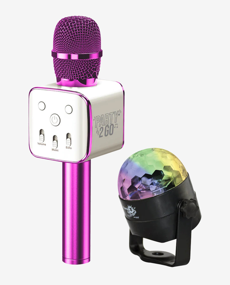 Party 2 Go Pink Karaoke Microphone & Disco Ball Combo – Trend Tech