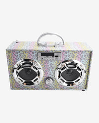 Leopard Glitter Wireless Boombox with FM Radio