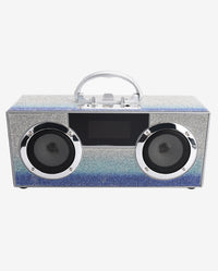 Mini Ombre Blue Bling Boombox With Phone Holder