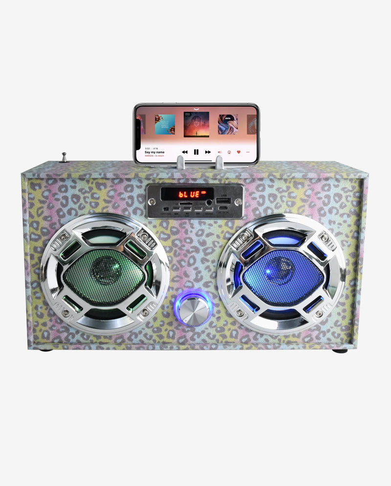 Leopard Glitter Wireless Boombox with FM Radio – Trend Tech Brands