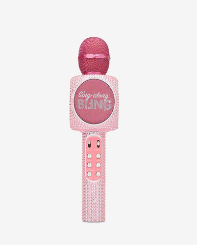 Sing-along Pink Bling Karaoke Microphone & Bluetooth Speaker All-in-one w/ USB Disco Ball