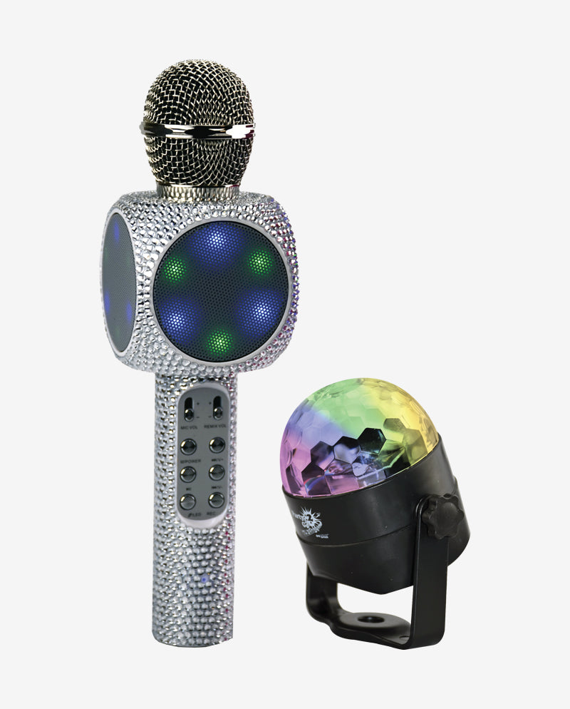 Party 2-Go Karaoke Mic Disco Ball Combo - Silver Bling