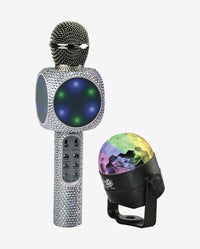 Party 2-Go Karaoke Mic Disco Ball Combo - Silver Bling