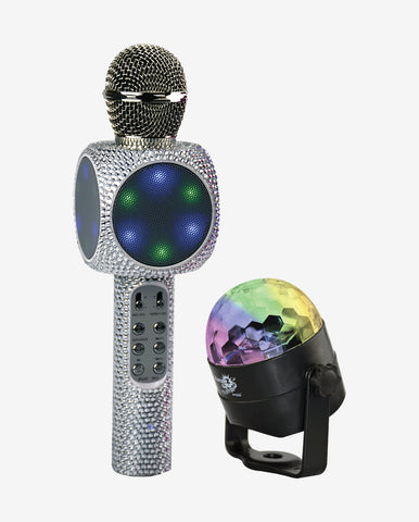 Party 2-Go Karaoke Mic Disco Ball Combo - Silver Bling