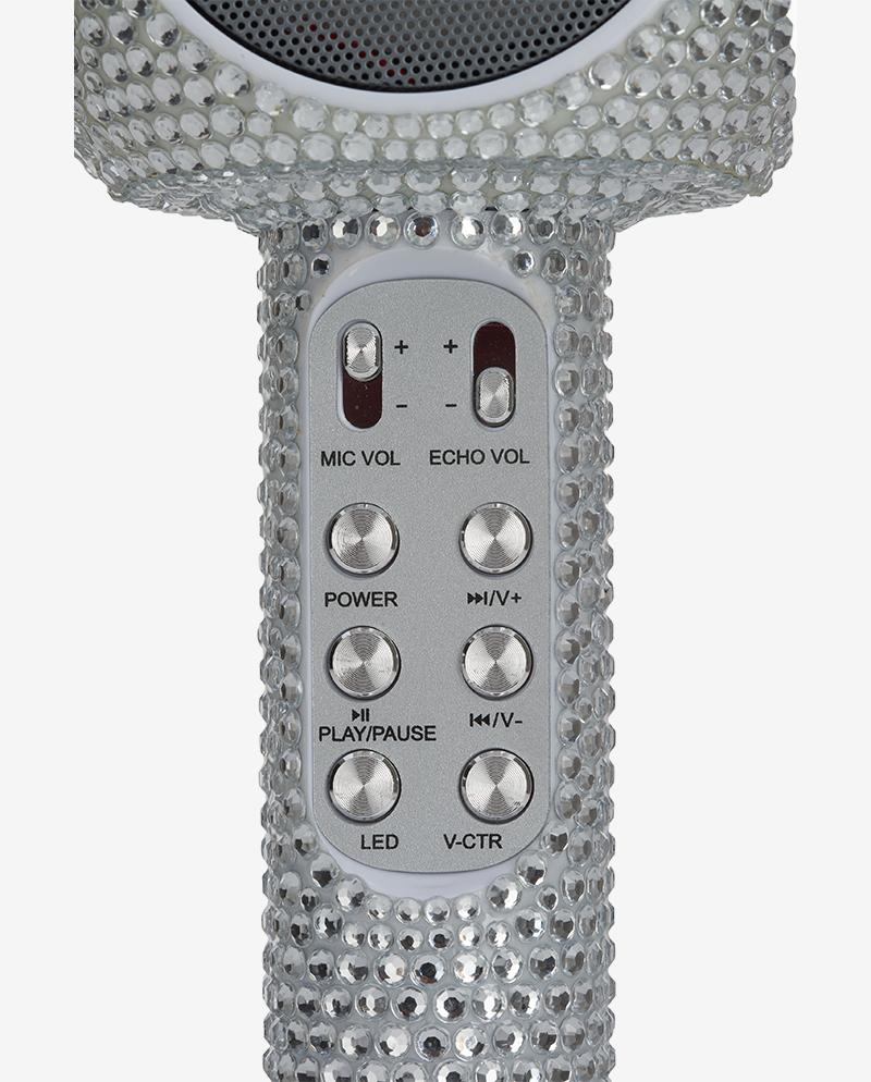 Silver Bling Karaoke Microphone & Bluetooth Speaker